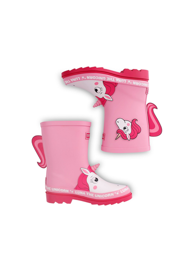 Regatta Luna the Unicorn Pink Kids' Mudplay Junior II Waterproof Wellies