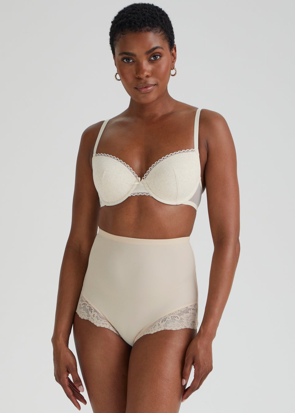 Nude Lace High Waisted Medium Control Knickers