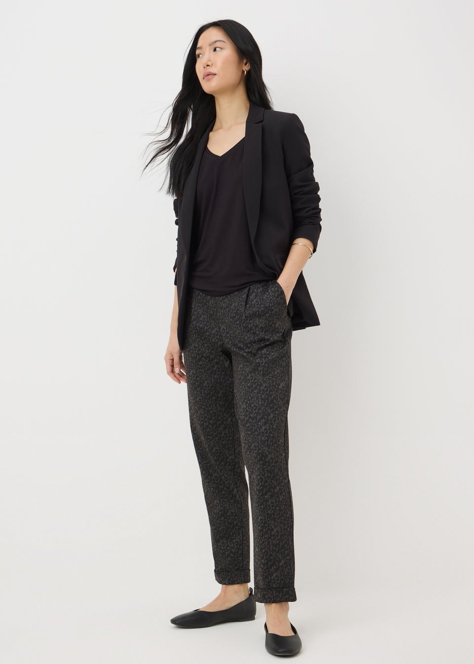 Brown Animal Tapered Ponte Trousers